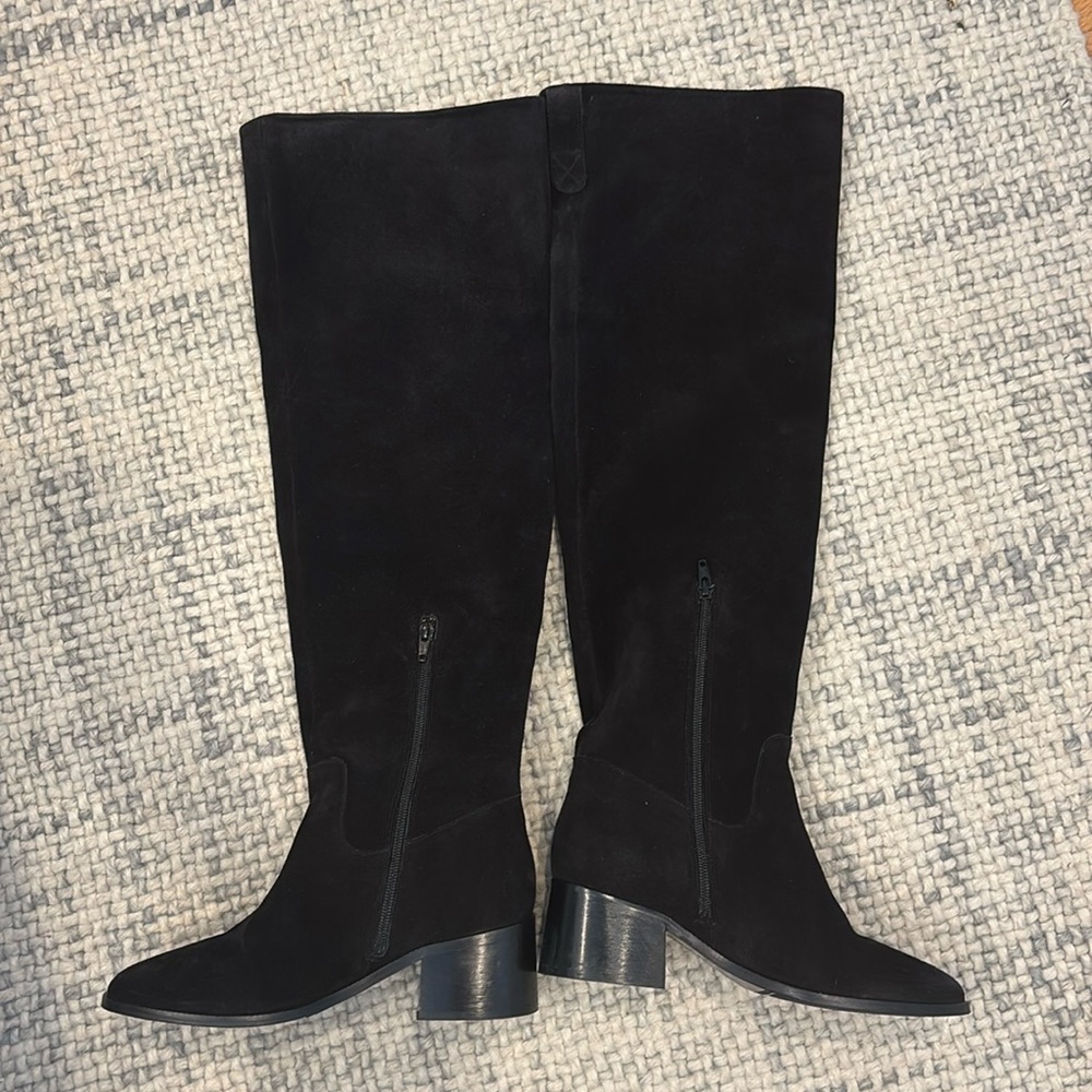 Sezane Molly Low Thigh-high Boots Black - Size 8